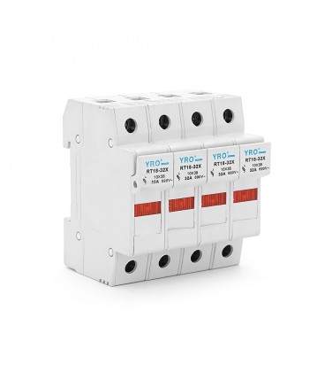Корпус під плавкий запобіжник YRO RT18-32/4P, 32A, 500/690V, зі світловим індикатором, DIN, під запобіжник 10*38mm, контакти мід