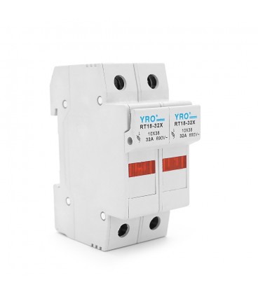 Корпус під плавкий запобіжник YRO RT18-32/1P, 32A, 500/690V, зі світловим індикатором, DIN, під запобіжник 10*38mm, контакти мід