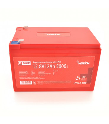 Літій-залізо-фосфатний акумулятор Merlion LiFePO4 12.8V 12AH(4S2P/BMS-15A), (151x99x99)  для електротранспорту, 5000 циклів, Q12