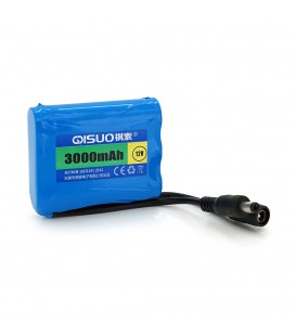 Акумуляторна батарея літієва QiSuo 12V 3A з елементами Li-ion 18650, DC5.5x2.1, (56x20x70mm)