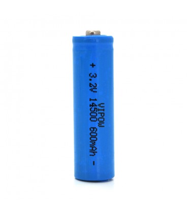 Літій-залізо-фосфатний акумулятор 14500 Lifepo4 Vipow IFR14500 TipTop, 600mAh, 3.2V, Blue Q50/500