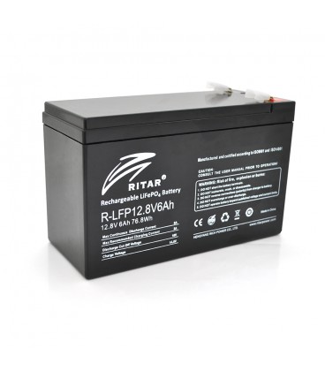 Аккумуляторная батарея Ritar LiFePO4 12,8V 6Ah (76,8Wh) BMS3A@4S  ( 150 x 65 x  95 (100) Q10