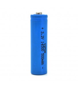 Акумулятор 14500 Lifepo4 Vipow IFR14500 TipTop, 500mAh, 3.2V, Blue Q50/500