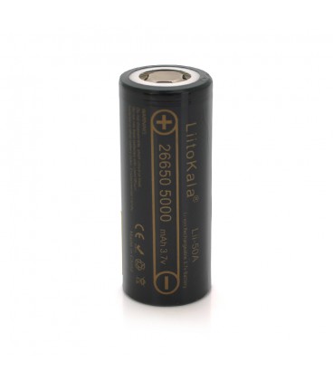 Акумулятор 26650 Li-Ion LiitoKala Lii-50A, 5000mAh (5100-5500mAh), 25A, 3.7V (2.5-4.2V), Black, 2 шт в упаковці, ціна за 1 шт