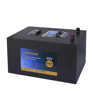 Аккумуляторная батарея Vipow LiFePO4 51,2V 200Ah со встроенной ВМS платой 100A (520*400*300), 77kg