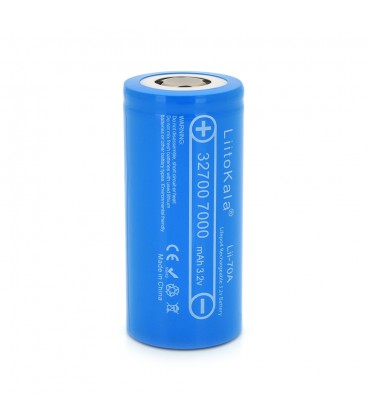 Акумулятор 32700 LiFePO4 LiitoKala Lii-70A, 7000mAh (6500-7000mAh, 30A, 3.2V (2.5-3.65V), Blue, PVC