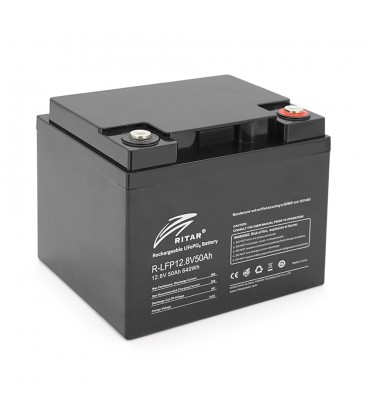Акумуляторна батарея Ritar LiFePO4 12,8V 50Ah 640Wh BMS25@4S (198х166х169 мм), 6.5kg Q2