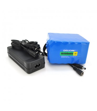 Акумуляторна батарея літієва QiSuo 24V 18A з елементами Li-ion 18650 + зарядний пристрій  25.2V3A, DC5.5x2.1, (120x110x67mm)
