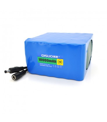 Аккумуляторная батарея литиевая QiSuo 24V 18A с элементами Li-ion 18650, DC5.5x2.1, (120x110x67mm)