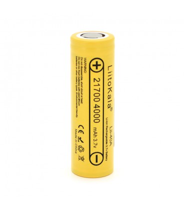 Акумулятор 21700 Li-Ion LiitoKala Lii-40A, 4000mah (4000-4300mah), 25A, 3.7V (2.5-4.2V), Yellow, PVC BOX