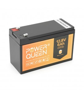 Акумуляторна батарея Power Queen LiFePO4 12.8V 6Ач 76Wh,BMS 6A F2, 151*65*94mm