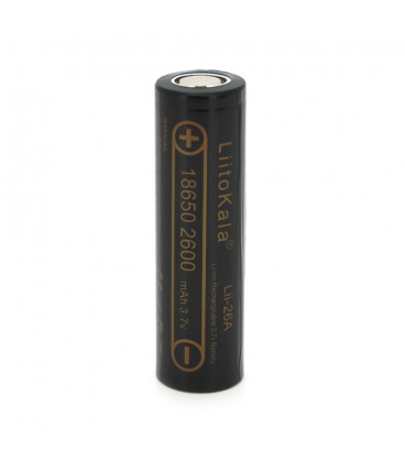 Аккумулятор 18650 Li-Ion LiitoKala Lii-26A, 2600mAh (2450-2650mAh), 3.7V (2.75-4.2V), Black, PVC BOX Q2, цена за 1 шт