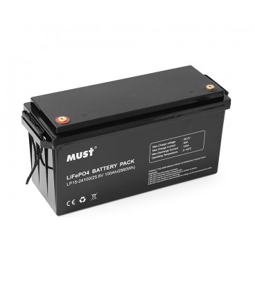 Аккумуляторная батарея Must LiFePO4 LP15-24100 25.6V 100Ah, 2,56kWh, BMS50A@4S, 6000 cycles, 522x240x218, 23kg
