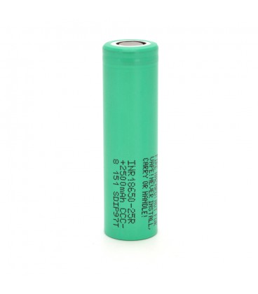 Акумулятор Li-Ion 18650 Samsung INR18650-25R, 2500mAh, 20A, 4.2/3.6/2.5V, GREEN, 2 шт в упаковці, ціна за 1 шт