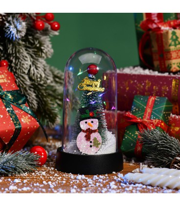 Сніговик на ялинці в колбі з Led підсвічуванням, 16х10х18,5см, живлення від 3*LR44