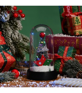 Ялинка в колбі із зіркою, Led підсвічуванням, 15х9см, живлення від 3*LR44