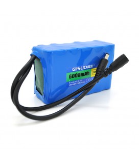 Акумуляторна батарея літієва QiSuo 24V 6A з елементами Li-ion 18650, DC5.5x2.1, (112x38x70mm)