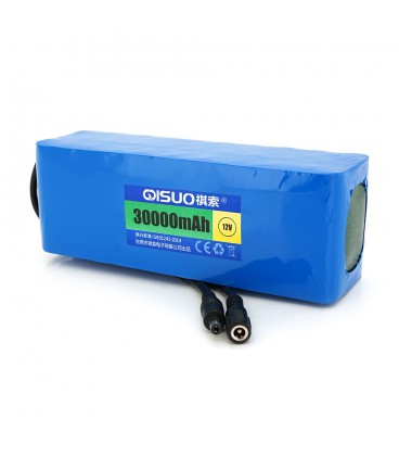 Акумуляторна батарея літієва QiSuo 12V 30A з елементами Li-ion 18650, DC5.5x2.1, (187x57x68mm)