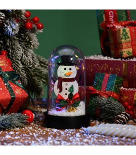 Сніговик у колбі з Led підсвічуванням, 16х10х18,5см, живлення від 3*LR1130