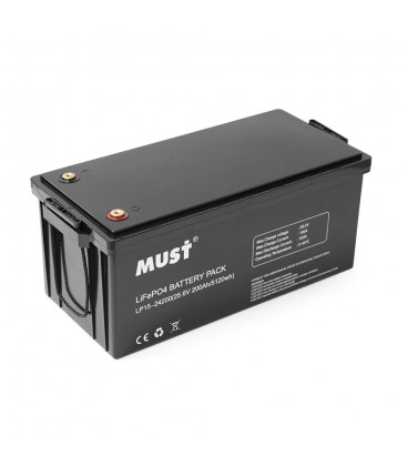 Аккумуляторная батарея Must LiFePO4 LP15-24200 25.6V 200Ah, 5,12kWh, BMS100A@4S, 6000 cycles, 522x240x218, 45kg