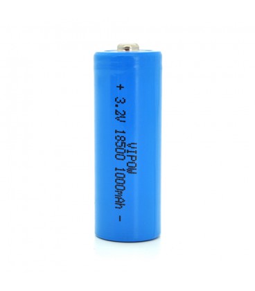Літій-залізо-фосфатний акумулятор 18500 Lifepo4 Vipow IFR18500 TipTop, 1000mAh, 3.2V, Blue Q50/500