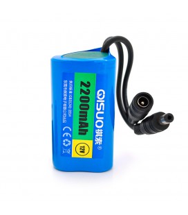 Акумуляторна батарея літієва QiSuo 12V 2.2A з елементами Li-ion 18650, DC5.5x2.1, (37x37x70mm)
