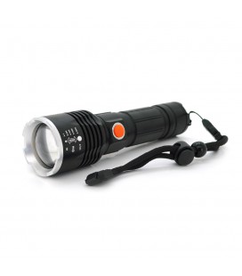 Ліхтар ручний Bailong P07-P50, 1LED Cree XHP50.2, 19W, 5 режими, ZOOM, 18650/8800mah, Black, IP40, кабель USB-micro, 160х45х32мм