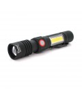 Ліхтар ручний Watton WT-601, P50 + 16 SMD COB, 2+2 режими, ZOOM, 18650/2400mah, Black, IP40, USB Type-C, МАГНІТ, 138х28х26мм, BO
