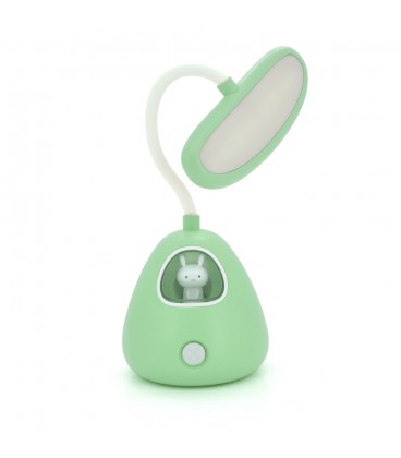 Гнучка настільна лампа-нічник RABBIT LD-3053, 3 режими, 4,2V 300mAh. microUSB, 3 години роботи, 25см, 200гр, Green, Box
