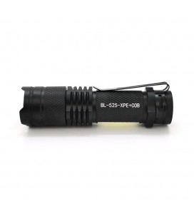 Фонарик ручной Bailong BL-525-XPE-COB, Led-CREE Q5 + COB, 3 режима, Zoom, корпус- алюминий, водостойкий, встроенный аккум, 100х2