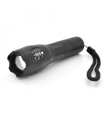 Ліхтар ручний PIPO XML-T6, 1LED Cree T6, 3W, 5 режимів, ZOOM, 18650/2800mah (перехідник 3*AAA), Black, IP44, СЗУ, 130х30х27мм, B