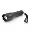 Ліхтар ручний PIPO XML-T6, 1LED Cree T6, 3W, 5 режимів, ZOOM, 18650/2800mah (перехідник 3*AAA), Black, IP44, СЗУ, 130х30х27мм, B