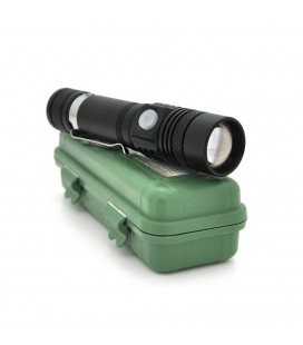 Фонарь ручной PIPO KY-T6, 1LED T6, 3W, 3 режима, ZOOM, 18650/2800mAh, Black, IP44, USB-microUSB, 125х28х25мм, BOX