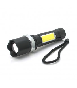 Ліхтарик ручний LATERNA M919, COB+ 3W XPE led, Zoom, 2+1 режим, корпус метал, вбудований аккум, USB кабель, IP40, 140х33х26, Box