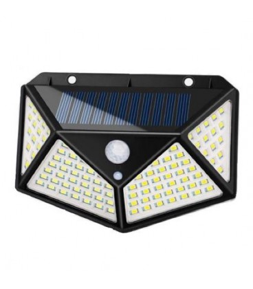 Вуличний ліхтар із сутінковим датчиком з сонячною панеллю, кріплення на стіну 100LED, Black