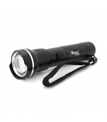 Ліхтар ручний Watton WT-010, 1LED CREE Q5, 3W, 5 режими, ZOOM,18650/3200mah, Black, IP40, СЗУ під 2 акб, 180х45х34мм, BOX