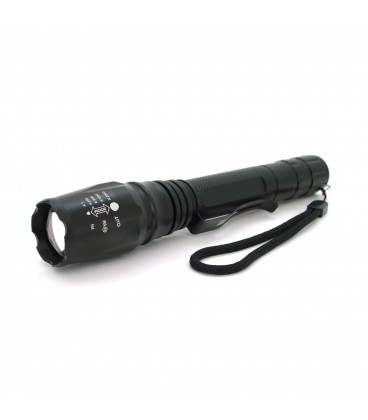 Ліхтар ручний Watton WT-241, 1LED Cree Q5, 3W, 5 режимів, ZOOM, 2х18650/2800mah, Black, IP44, СЗУ+АЗУ, 222х34х25мм, BOX