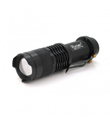 Ліхтар ручний Watton WT-304, 1LED CREE Q5, 3W, 3 режими + Zoom, АА/1300mah, Black, IP40, СЗУ, 92х26х26мм, BOX