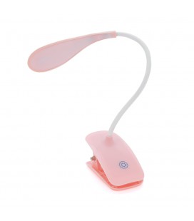 Гибкая настольная лампа-прищепка SW-D812, 3 режима, 4,2V 300mAh. microUSB, 3 часа работы, 25см, 200гр, PINK, Box