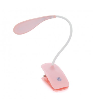 Гнучка настільна лампа-прищіпка SW-D812, 3 режими, 4,2V 300mAh. microUSB, 3 години роботи, 25см, 200гр, PINK, Box
