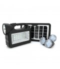 Переносний ліхтар GD-101+ Solar, 1+1 режим, вбудований акум, 3 лампочки 3W, USB вихід, Black, Box