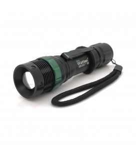 Фонарь ручной Watton WT-037, 1LED Cree Q5, 3W, 3 режима, ZOOM, 18650/2800mah (переходник3*AAA), Black, IP44, СЗУ, 132х34х28мм, B