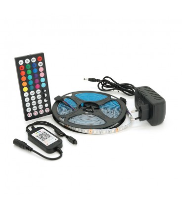 Комплект музыкальной светодиодной ленты 5050 RGB 5 метров, 60Led, пульт, блок питания, bluetooth, ip65