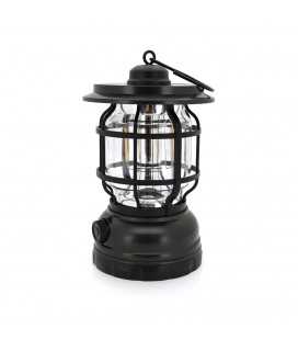 Лампа-ліхтар SW-1933T, 3LED, диммер, корпус-пластик, ударостійкий, USB кабель + Solar, акум 18650, Black, BOX