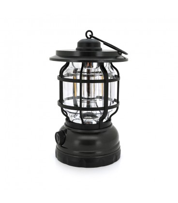 Лампа-ліхтар SW-1933T, 3LED, диммер, корпус-пластик, ударостійкий, USB кабель + Solar, акум 18650, Black, BOX