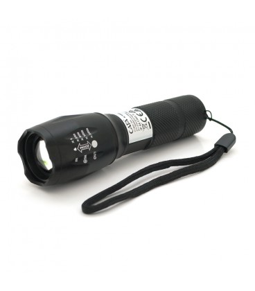 Ліхтар ручний CATA CT-8025, 1LED Cree XM-L T6, 10W, 5 режимів, ZOOM, 18650/3400 вбудований, Black, IP44, microUSB, 132х33х27мм, 