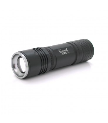 Ліхтар ручний Watton WT-313, 1LED Cree T6, 3W, 5 режимів, ZOOM, 18650/2800mah (перехідник 3*AAA), Black, IP44, СЗУ, 120х33х33мм,