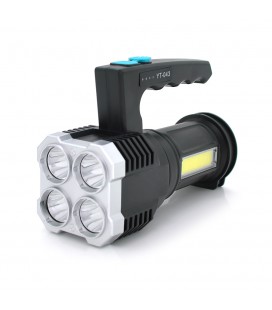 Ліхтар пошуковий Portable Lamp YT-81043, 4LED T6+COB, 5W, 3+1 режим, 1200mah, Black, IP40, USB кабель, 140х70х90мм, BOX