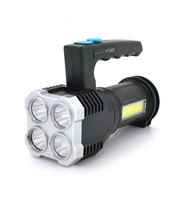 Ліхтар пошуковий Portable Lamp YT-81043, 4LED T6+COB, 5W, 3+1 режим, 1200mah, Black, IP40, USB кабель, 140х70х90мм, BOX