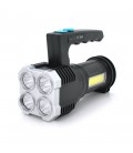 Ліхтар пошуковий Portable Lamp YT-81043, 4LED T6+COB, 5W, 3+1 режим, 1200mah, Black, IP40, USB кабель, 140х70х90мм, BOX